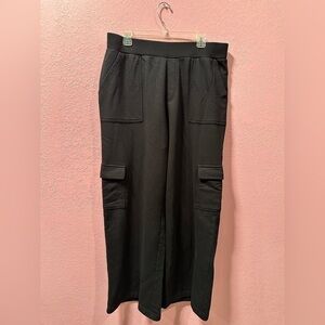 Dear John Becca Black Cargo Pocket High-Waisted Wide-Leg Sweatpants Size L NWT
